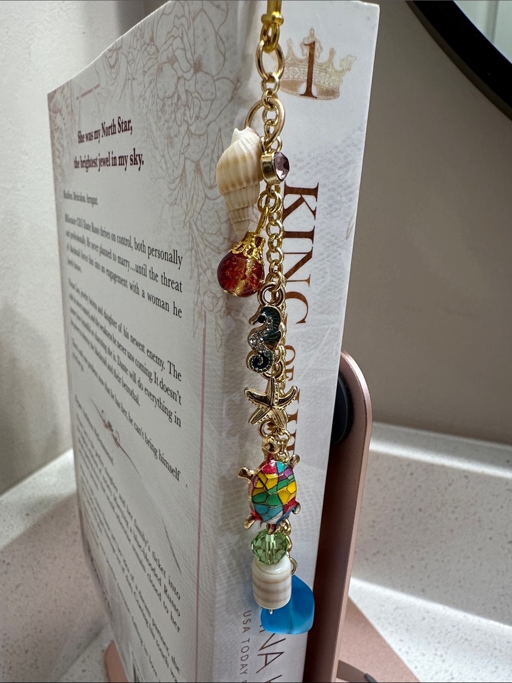 Multicolor Sea Turtle Charm Bookmark- Gold Tone - Picture 4 of 5